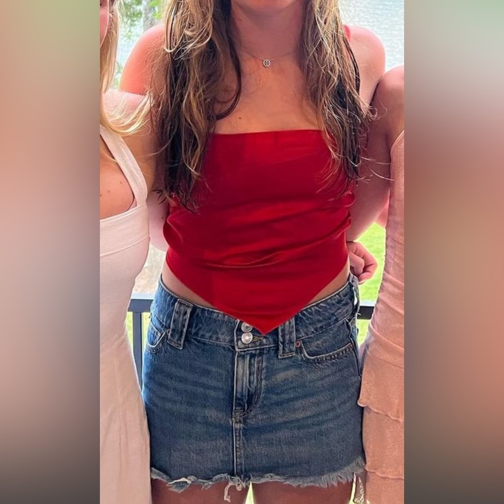 Red silk top